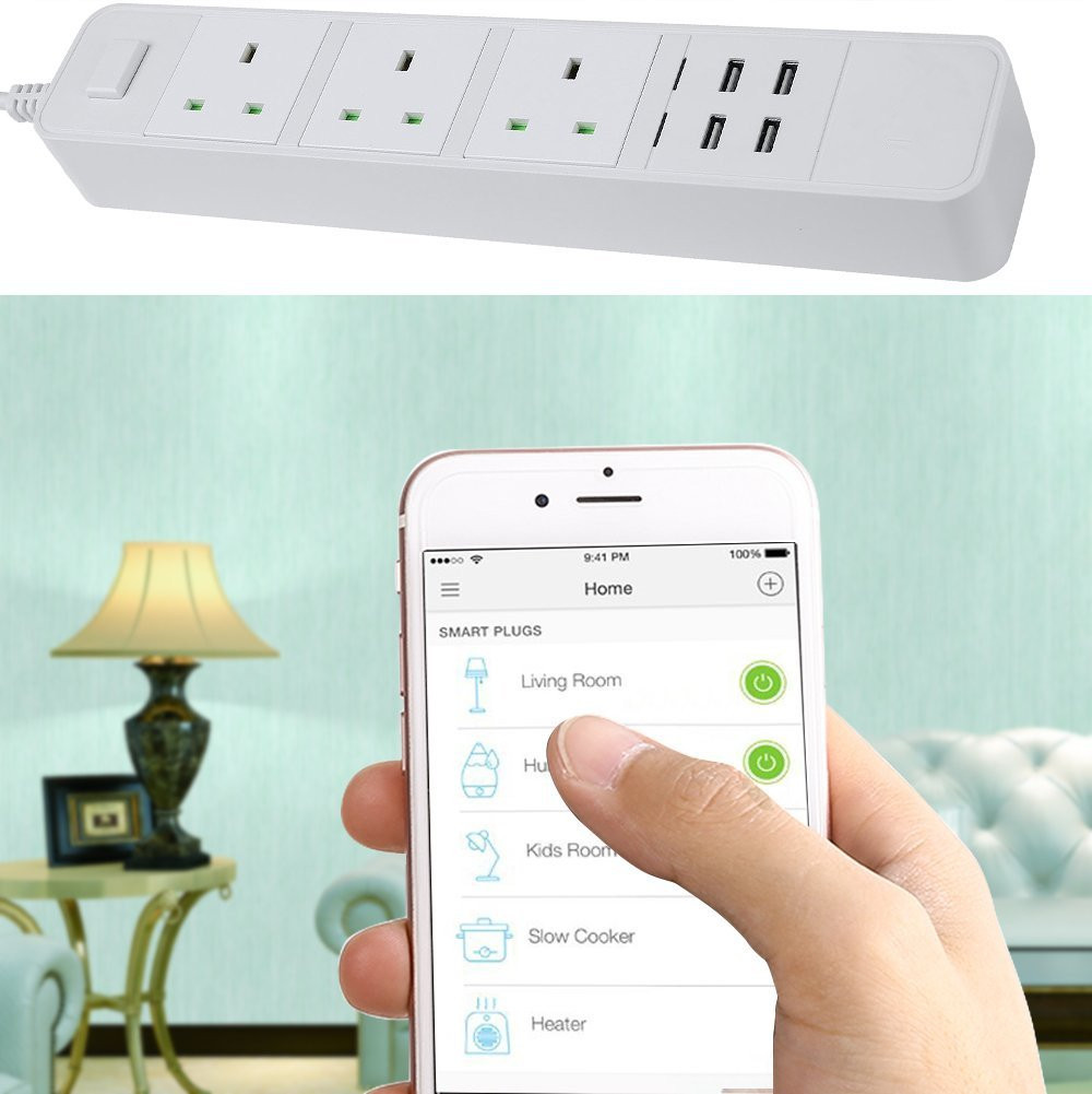 WiFi smart plug-in APP remote control British standard socket can be voice controlled with USB interface